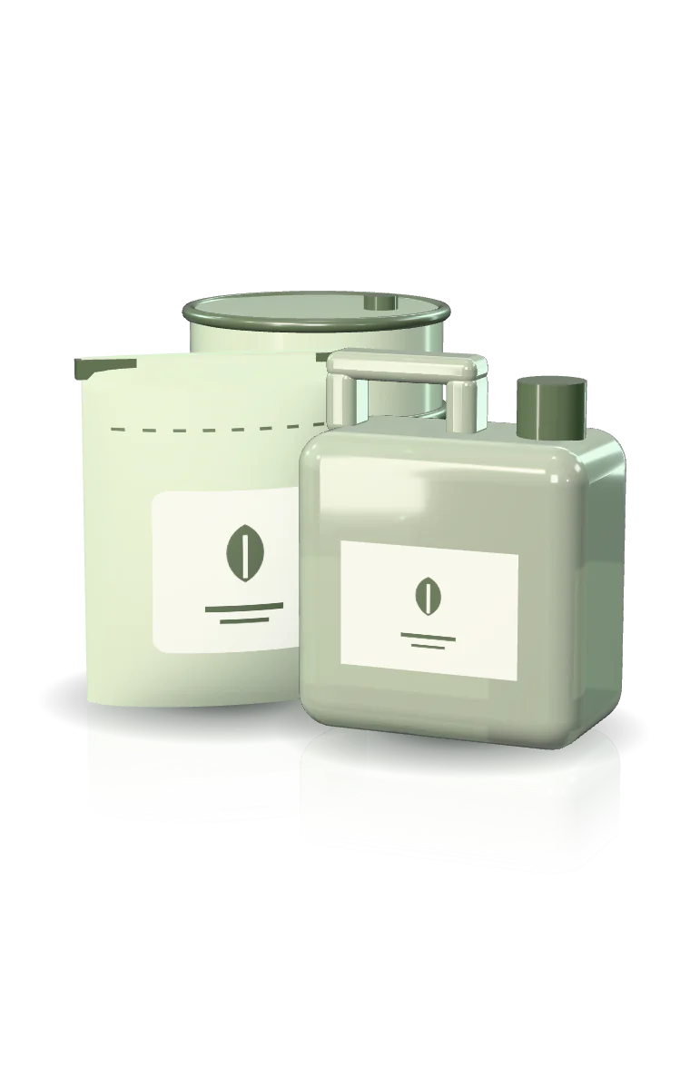 Illustration of typical industrial and raw materials packs